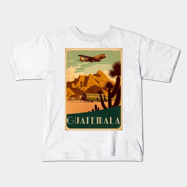 Guatemala Vintage Travel Art Poster Kids T-Shirt by OldTravelArt